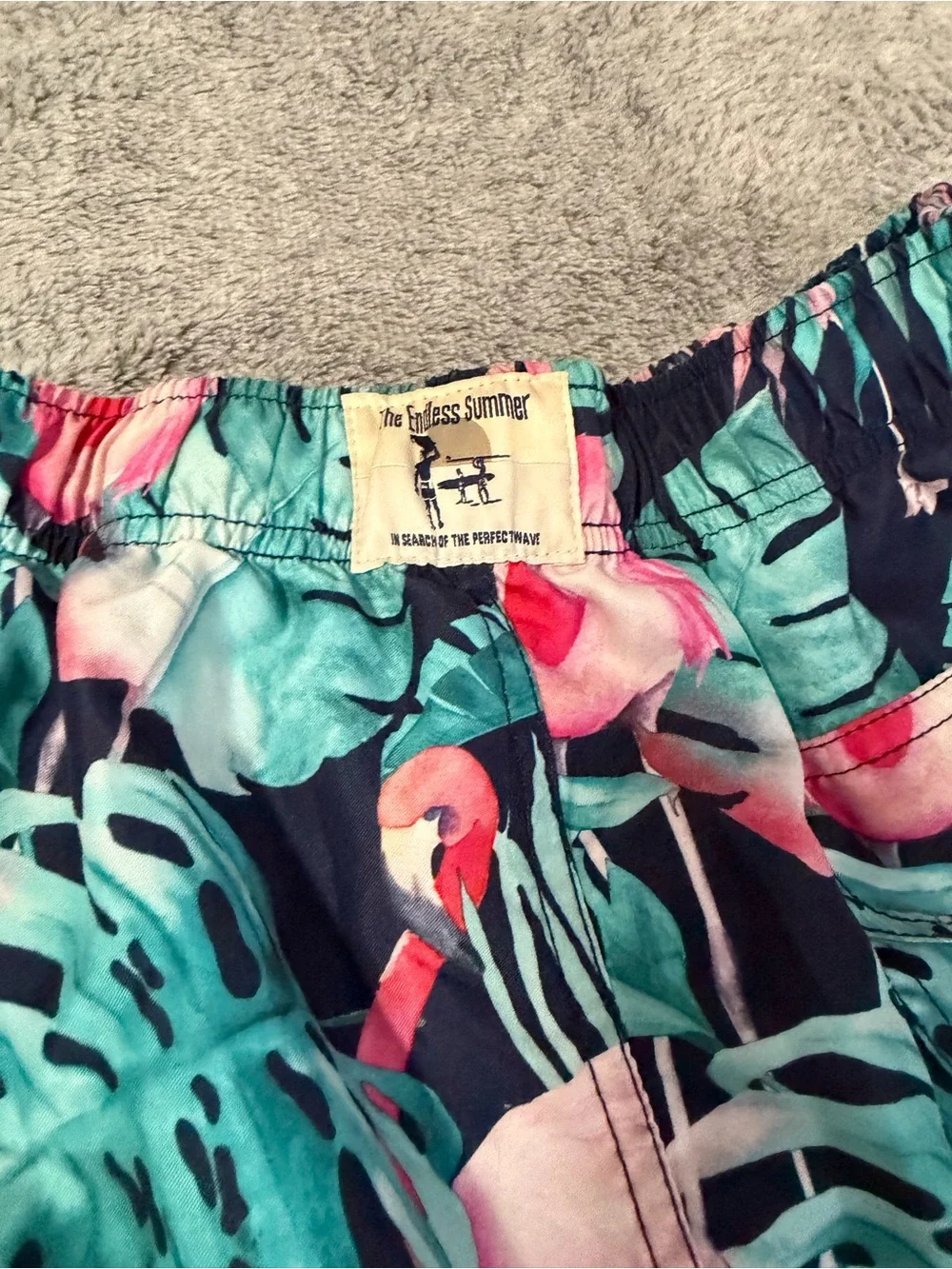 The endless summer size medium Men's Tropical Flamingo Swim Shorts - Pink & Teal